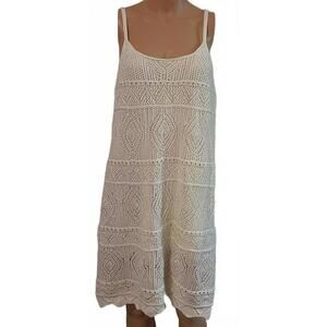 a new day Cream White Crochet Sleeveless Women's Knit Sexy Fashion Dress XXL